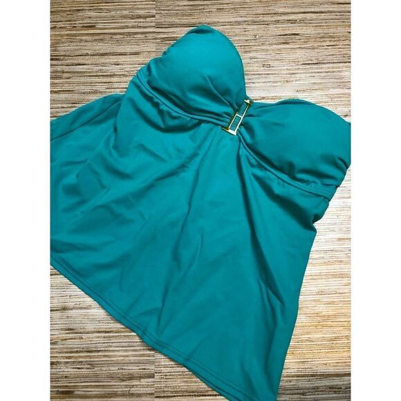 II-44 Tommy Hilfige Women's Fly away Bandeau Tankini AQUA Sz S nwt - Picture 1 of 1